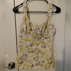 Cute Floral Yellow and Brown Women's Ann Taylor Tank Top
